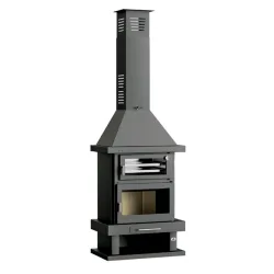 Chimenea Leña Frontal                          Horno Inox. Envolvente                          Bandeja Horno 500 x 350 mm.                        Potencia Máxima 14 KW.