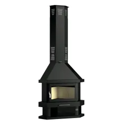 Chimenea Leña Rincón                        Interior Vermiculita                             Cristal Serigrafiado                              Potencia Máxima 17,5 KW.