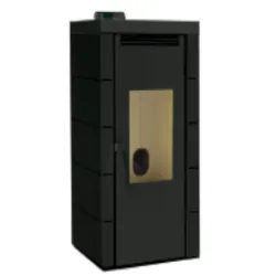 Estufa de Pellet Frontal Negro Sistema RAC Potencia máxima 17,5 Kw.