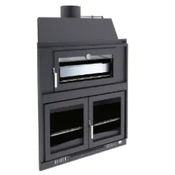 Hogar de Leña 100 cm con Horno en Inox. - Bandeja de 60 cm. BV87